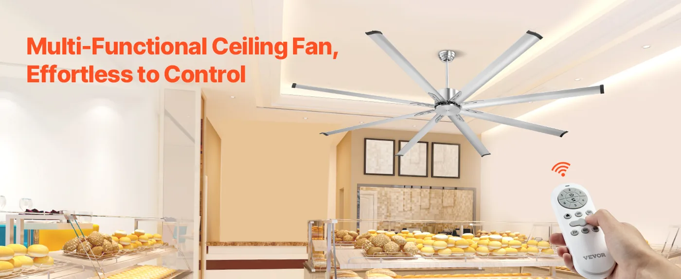 VEVOR 96 In Ceiling Fan without Light 96 inch 8 Aluminum Bla Wireless Remote Control