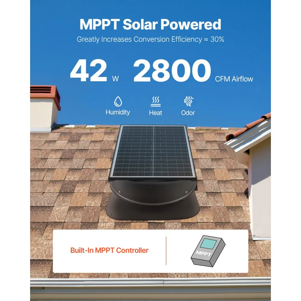 VEVOR solar roof fan installed on house roof
