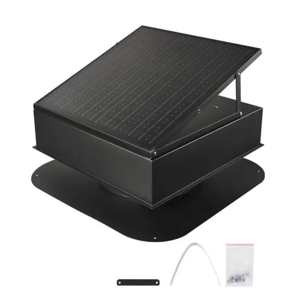 VEVOR 35W Solar Attic Fan 2400 CFM Auto Temperature front view