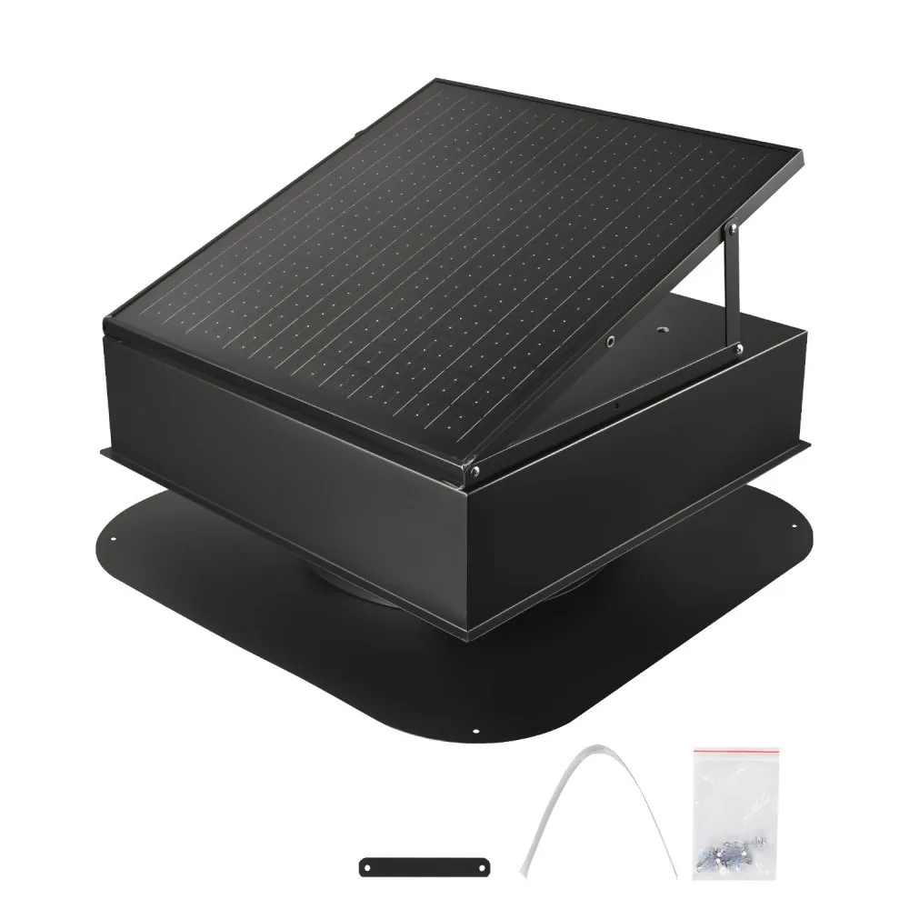 VEVOR 35W Solar Attic Fan 2400 CFM Auto Temperature front view
