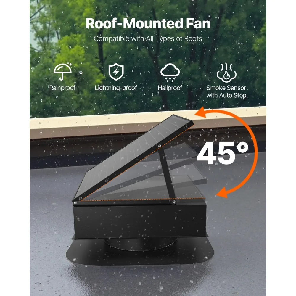 VEVOR 35W Solar Attic Fan 2400 CFM Auto Temperature dimensions
