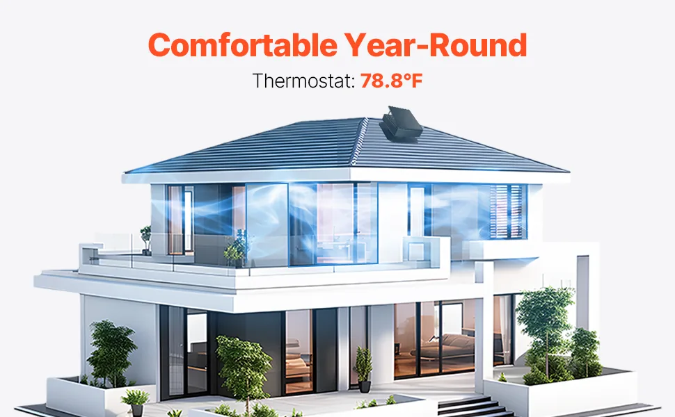 VEVOR 35W Solar Attic Fan 2400 CFM Auto Temperature solar power detail 1