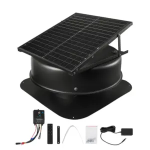 VEVOR 50W Solar Attic Fan 3000 CFM with Remote Control front view
