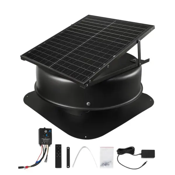 VEVOR 50W Solar Attic Fan 3000 CFM with Remote Control front view