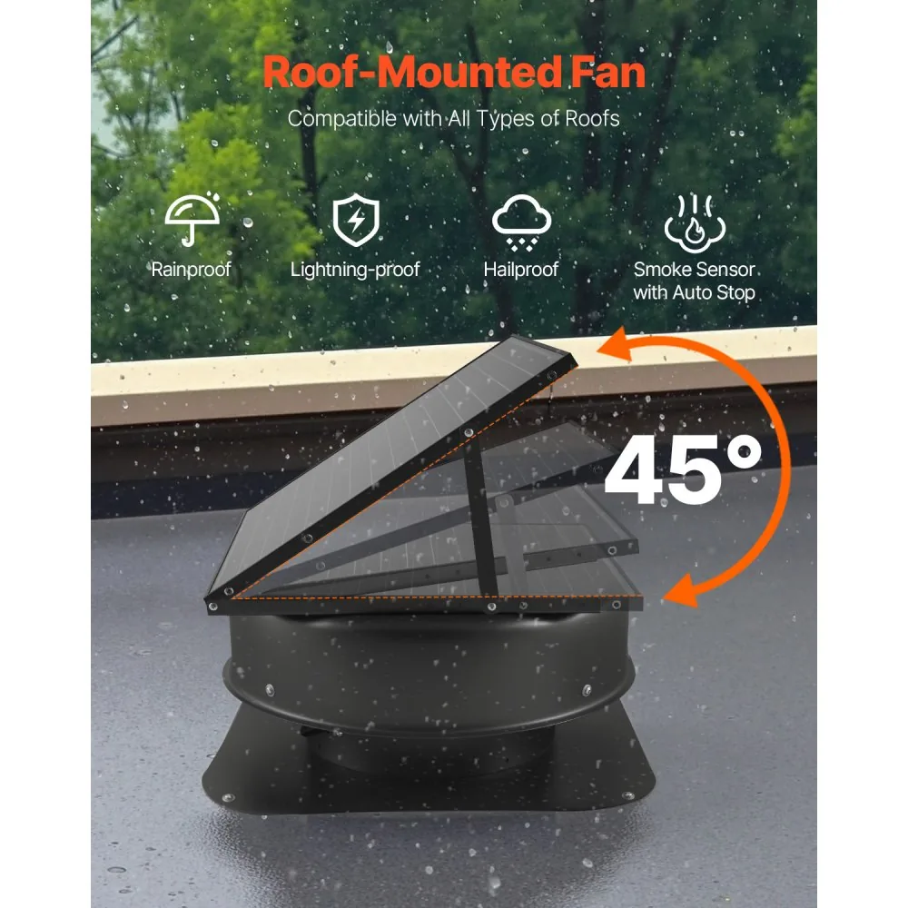 VEVOR 50W Solar Attic Fan 3000 CFM with Remote Control dimensions