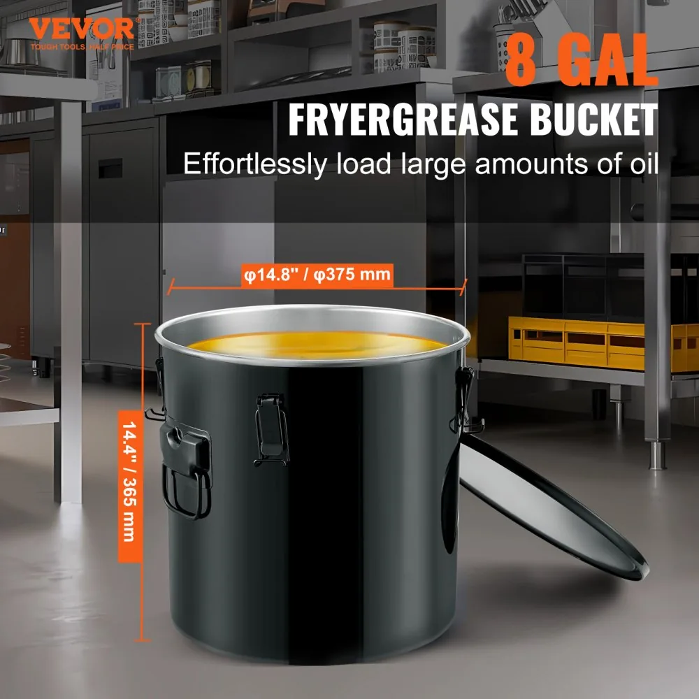 VEVOR Fryer Grease Bucket 8 Gallon Stainless Steel product image 2