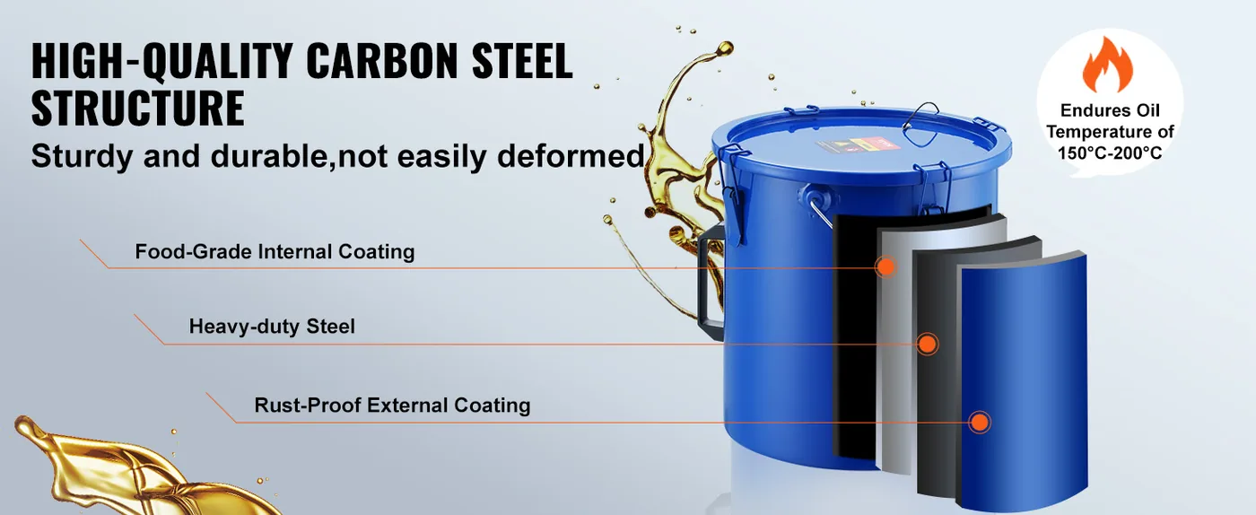 VEVOR Fryer Grease Bucket 6 Gallon Carbon Steel feature 1