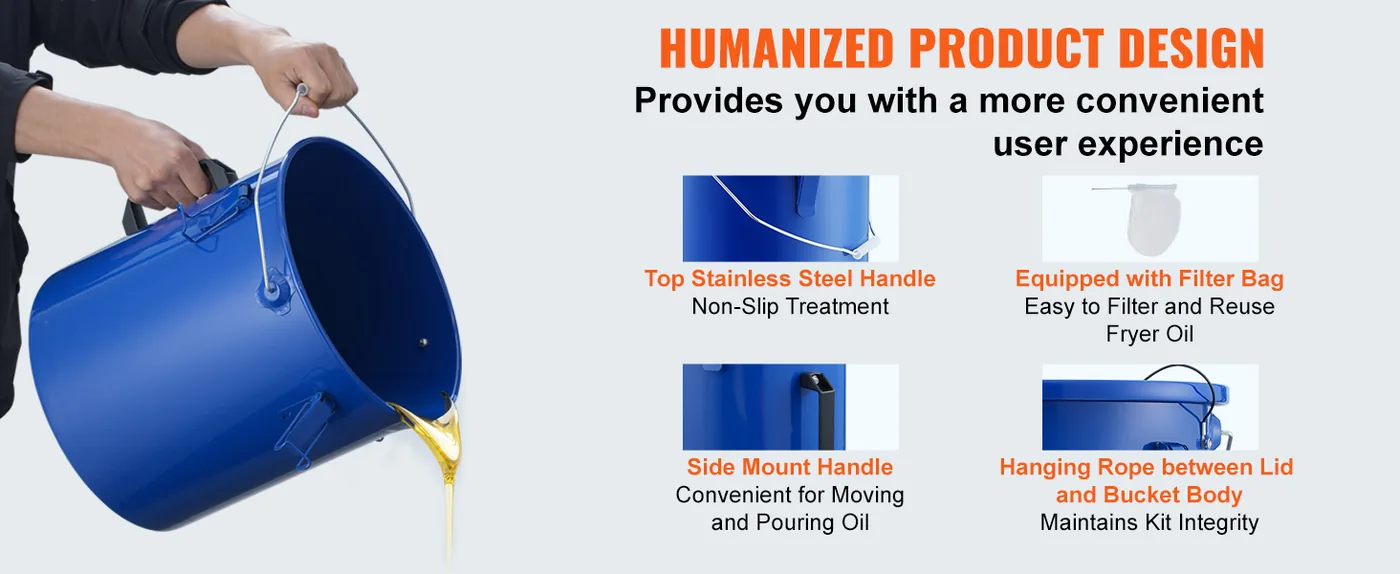 VEVOR Fryer Grease Bucket 6 Gallon Carbon Steel feature 3