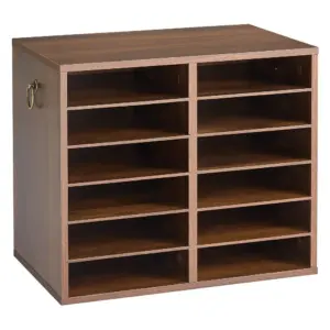 VEVOR brown wood literature organizer front view