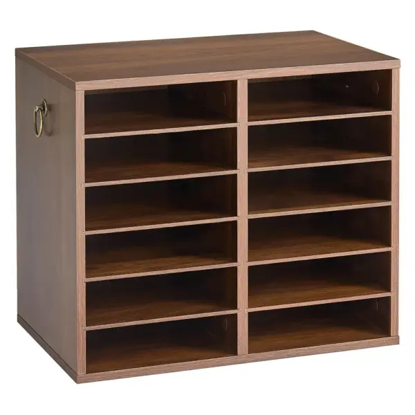 VEVOR brown wood literature organizer front view