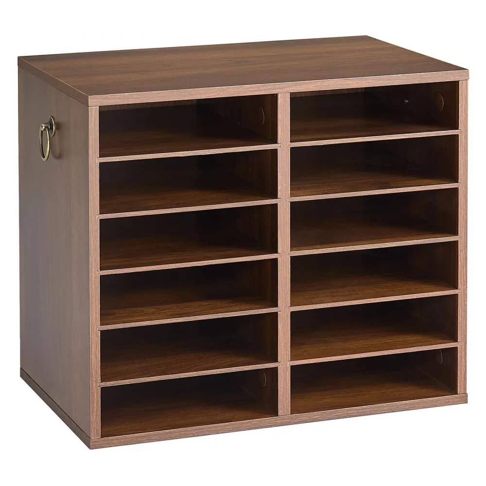 VEVOR brown wood literature organizer front view