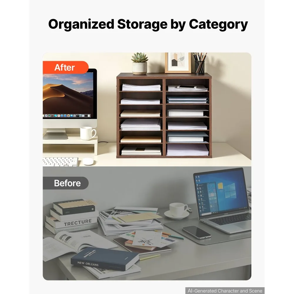 VEVOR literature organizer open compartments detail
