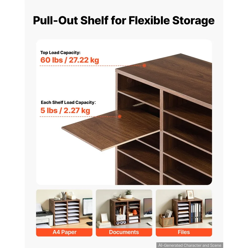 VEVOR wood file organizer adjustable shelves