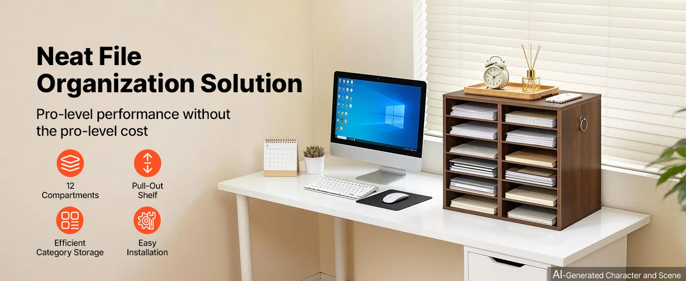 VEVOR 12 compartment literature organizer overview