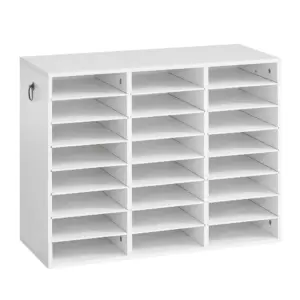 VEVOR white wood literature organizer front view