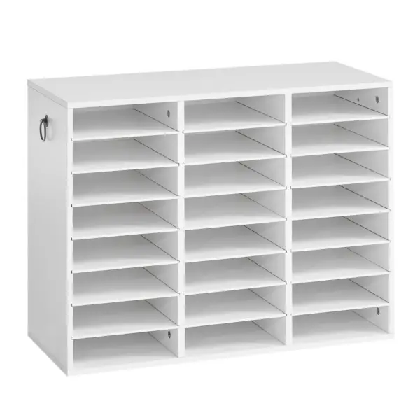 VEVOR white wood literature organizer front view