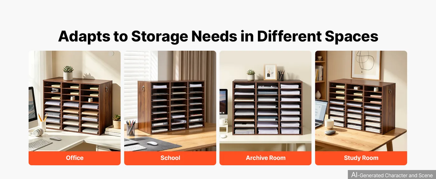 VEVOR 24 Compartment Wood Literature Organizer Brown Multi-Scene Use