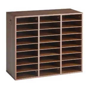 VEVOR 27 compartment wood literature organizer brown front view
