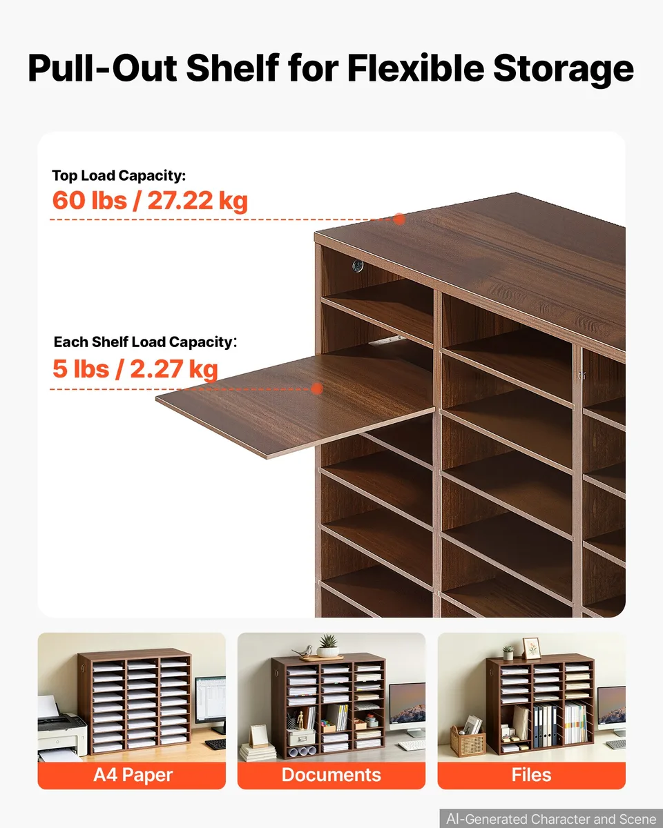 VEVOR 27 slot office mailboxes smooth edges detail brown