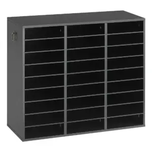 VEVOR 27 compartment wood literature organizer black front view
