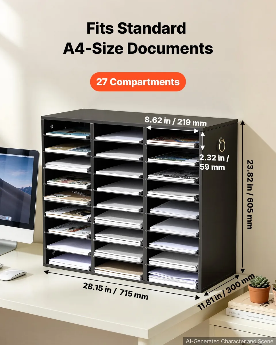 VEVOR 27 compartment literature sorter black compartment detail
