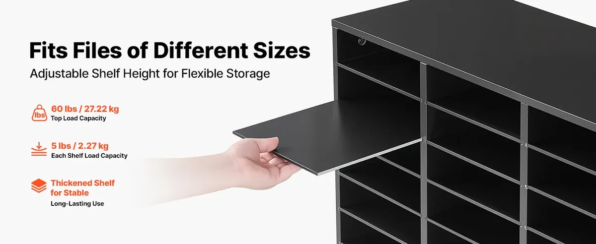 VEVOR 27 compartment wood organizer adjustable shelf