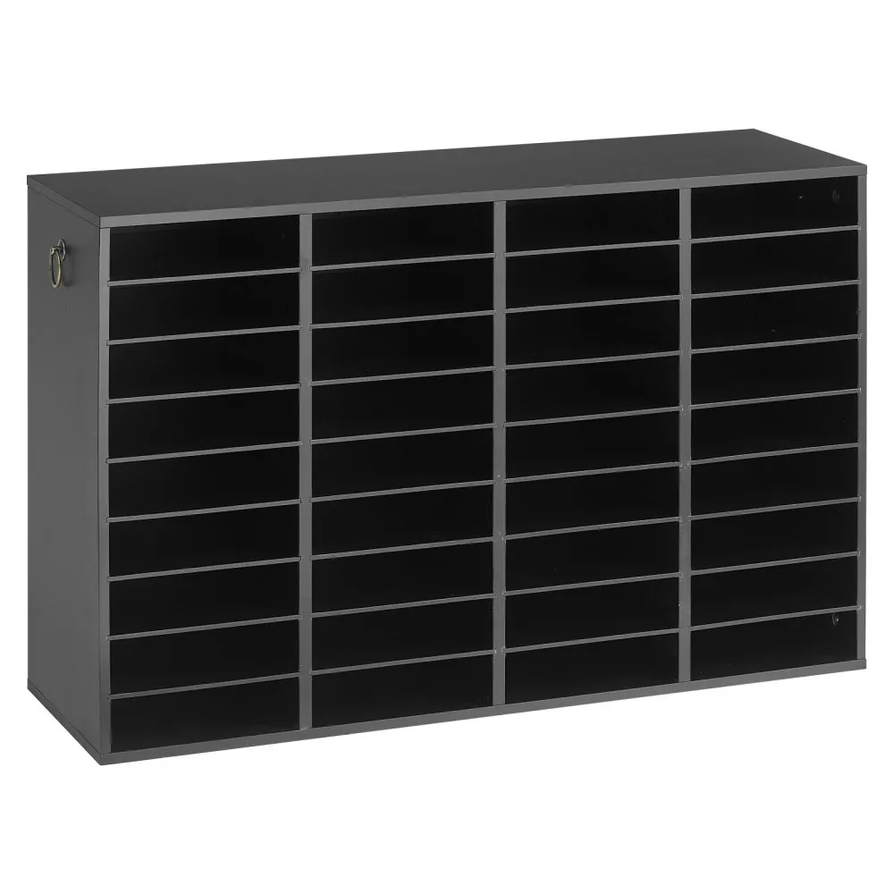 VEVOR black wood literature organizer front view