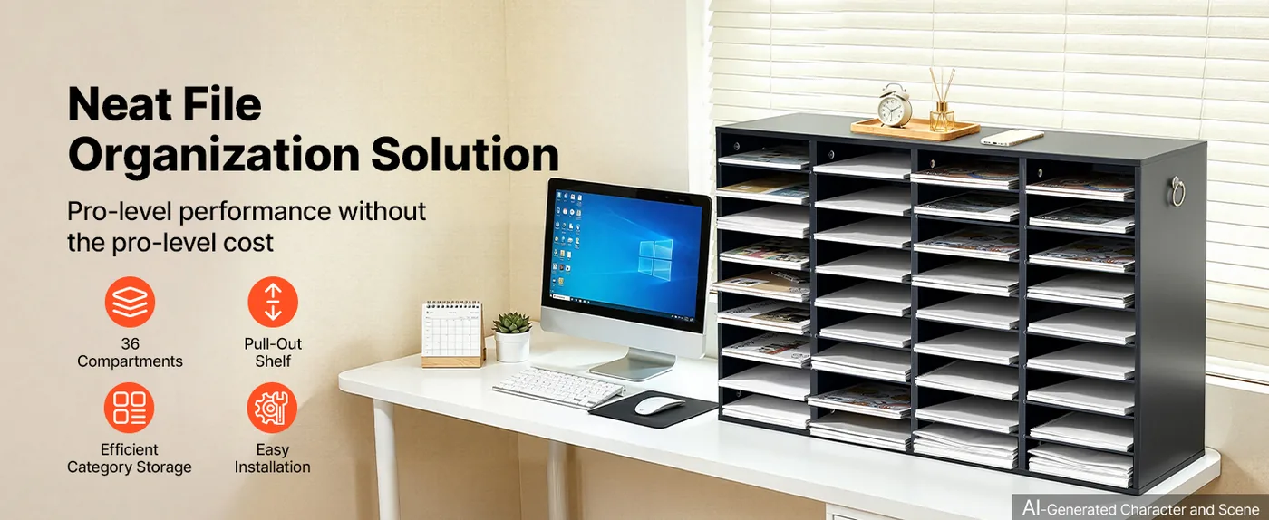 VEVOR 36 compartment literature organizer overview