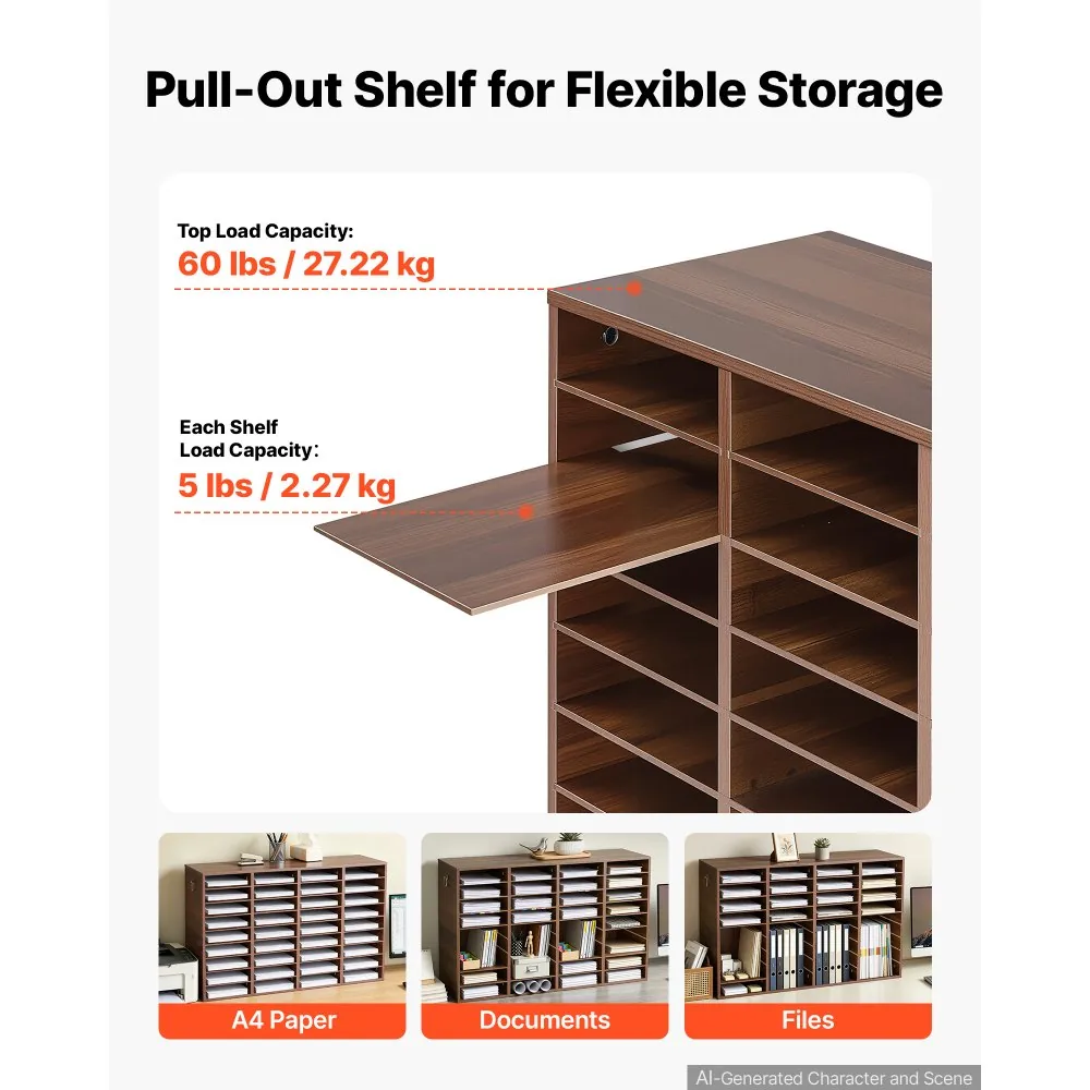 VEVOR wood file organizer adjustable shelves