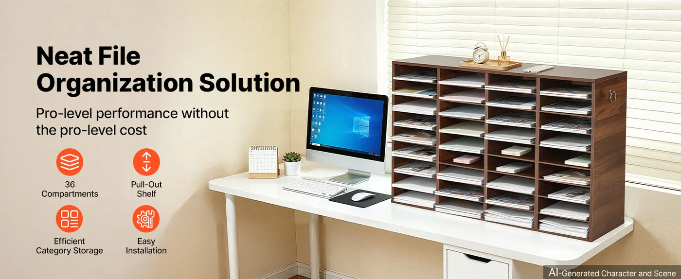 VEVOR 36 compartment literature organizer overview