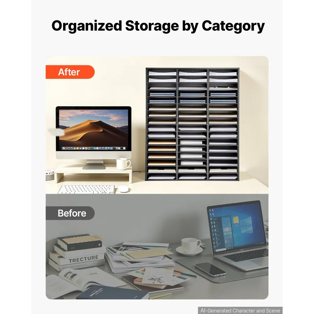 VEVOR wood organizer 48 mail compartments
