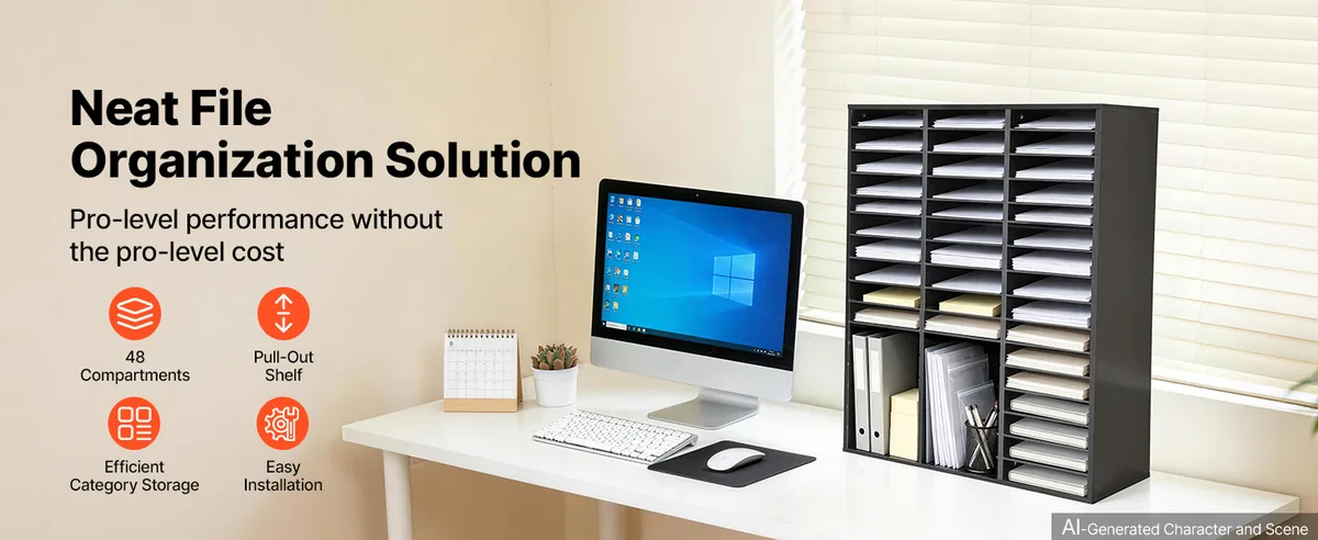 VEVOR 48 compartment wood literature organizer overview