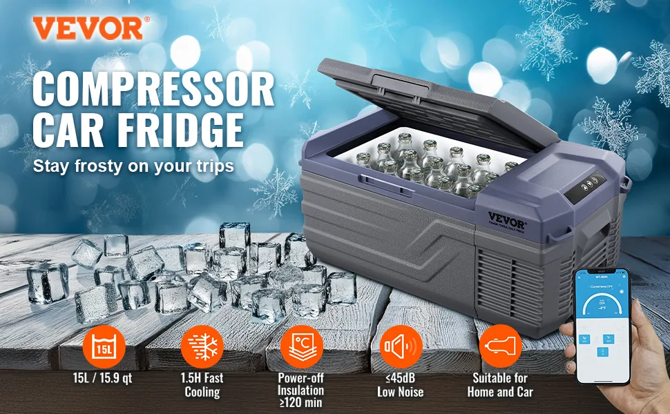 VEVOR Car Refrigerator 16QT（15L） overview