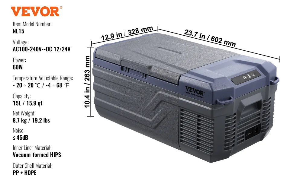 VEVOR Car Refrigerator 16QT（15L） feature 5