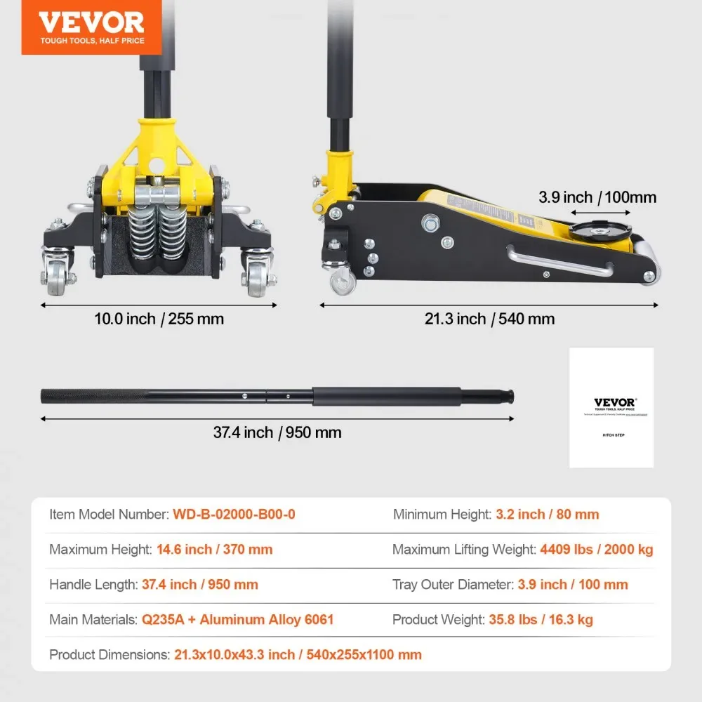 VEVOR Low Profile Floor Jack 2 Ton (4400 lbs) product image 7