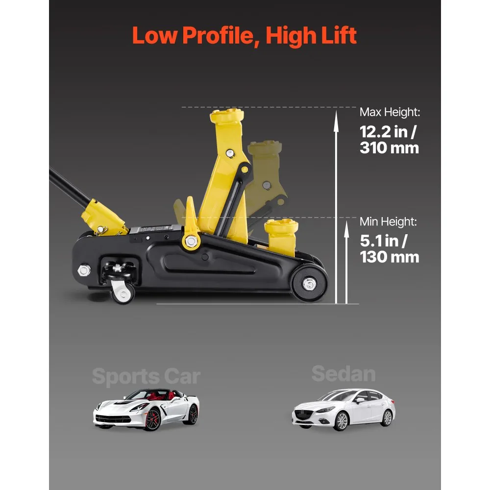VEVOR 1.5 Ton Low Profile Floor Jack 5.1-12.2 in in use