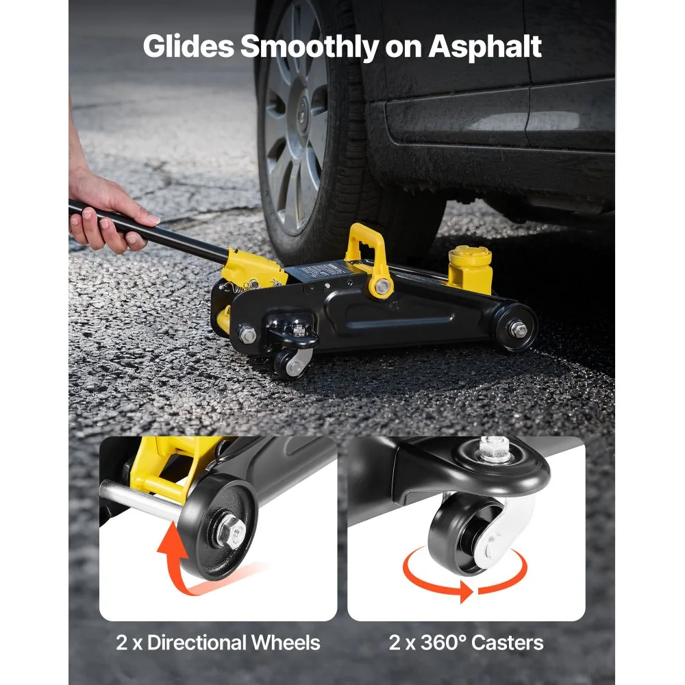 VEVOR 1.5 Ton Low Profile Floor Jack 5.1-12.2 in dimensions