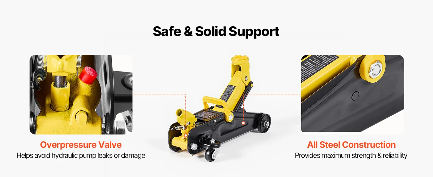 VEVOR 1.5 Ton Low Profile Floor Jack 5.1-12.2 in Stable Load-Bearing