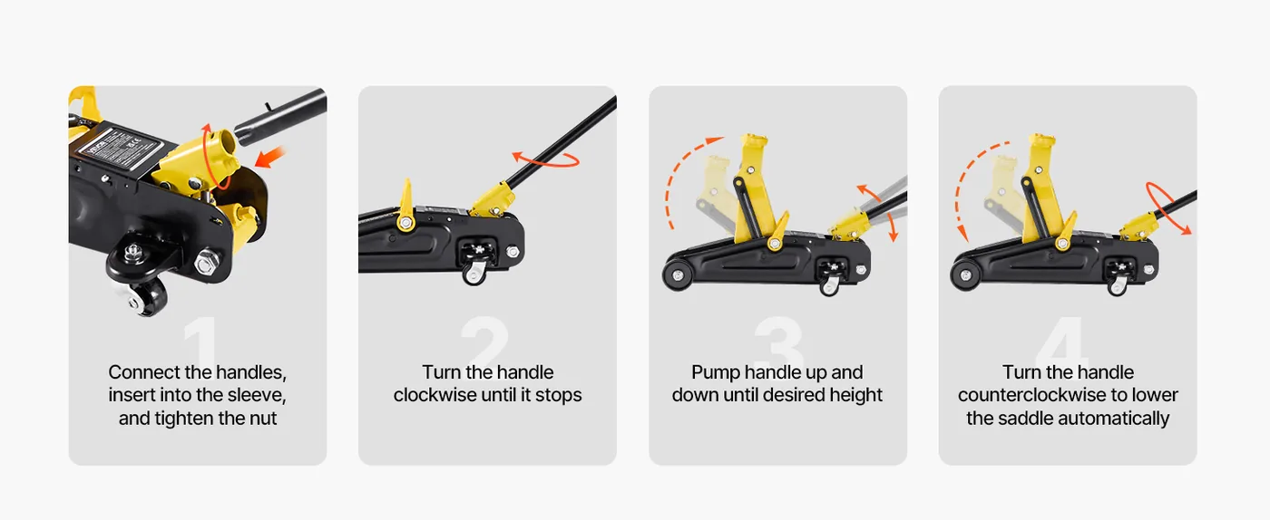 VEVOR 1.5 Ton Low Profile Floor Jack 5.1-12.2 in Easy to Operate