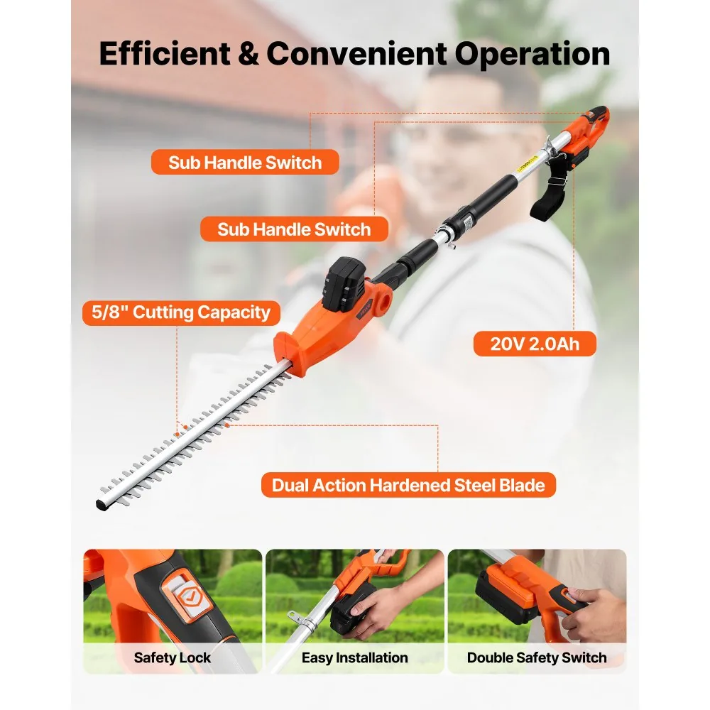 VEVOR Cordless Pole Hedge Trimmer High Branch 18 inch product image 2