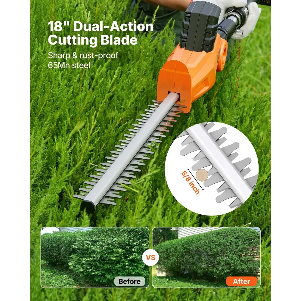 VEVOR Cordless Pole Hedge Trimmer High Branch 18 inch product image 4