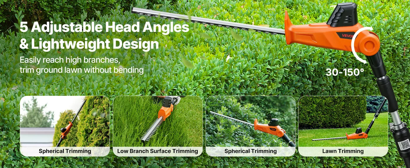 VEVOR Cordless Pole Hedge Trimmer High Branch 18 inch feature 3