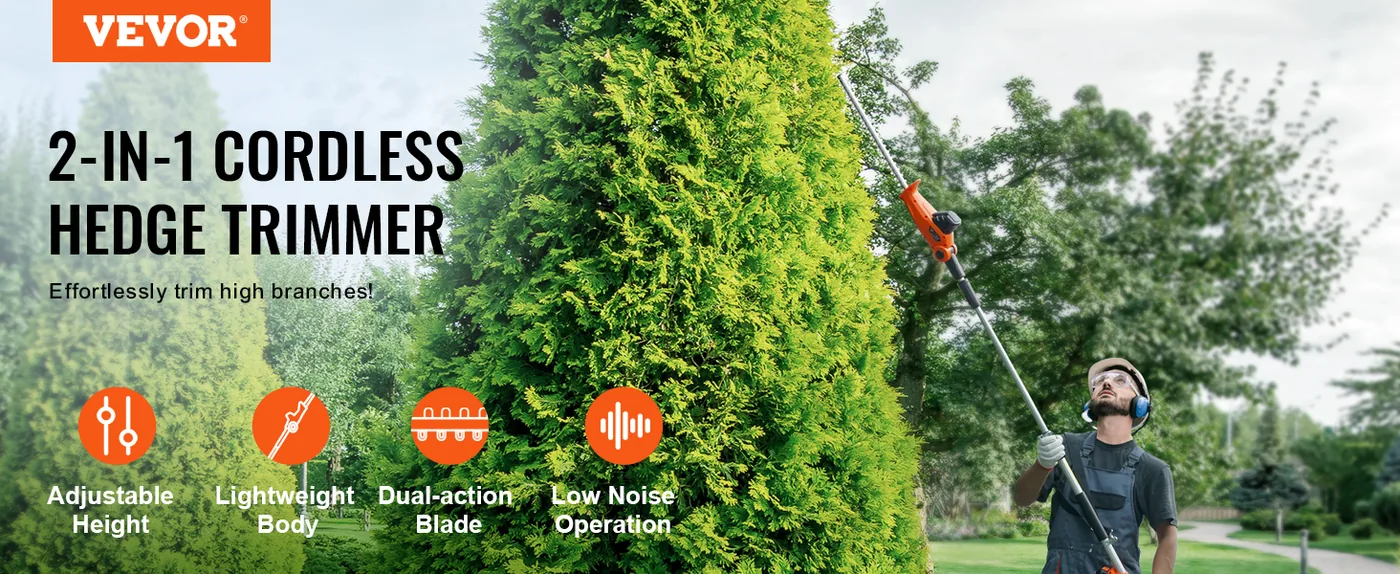 VEVOR 20V Cordless Hedge Trimmer 18 inch overview