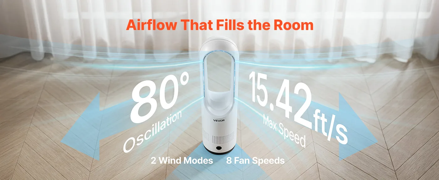 VEVOR Bladeless Tower Fan 22 inch Cool Air feature 2