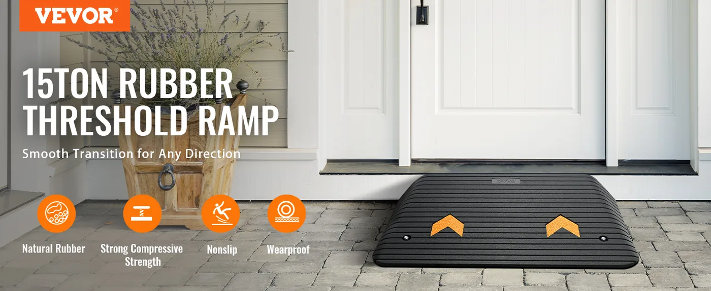 VEVOR Upgraded Rubber Threshold Ramp 4 inch H overview