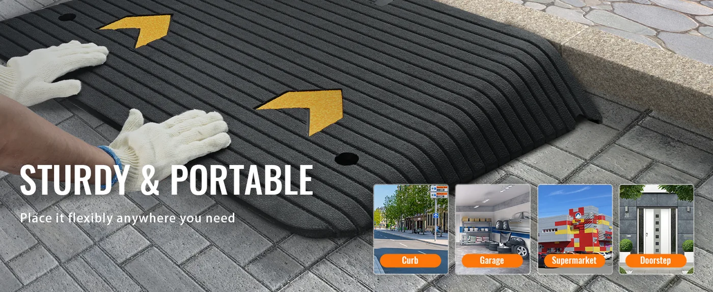 VEVOR Upgraded Rubber Threshold Ramp 4 inch H Portable Design