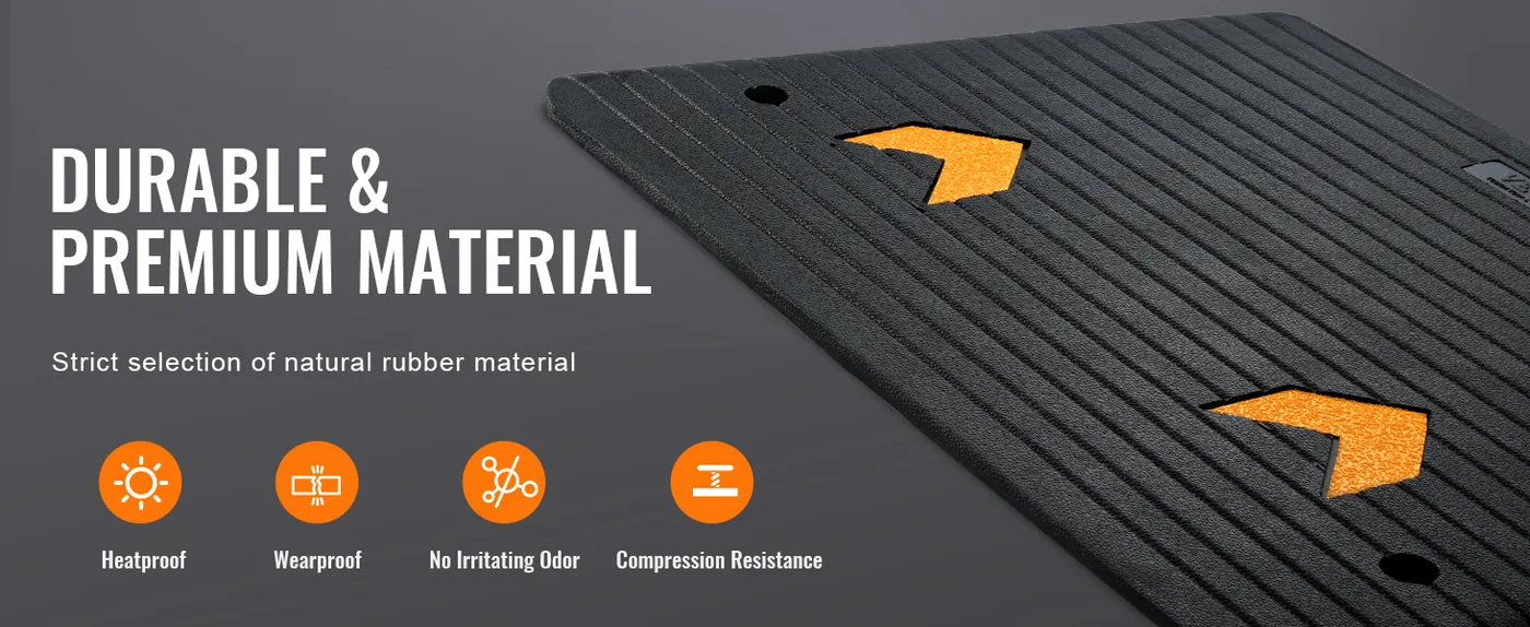 VEVOR Upgraded Rubber Threshold Ramp 4 inch H Natural Rubber Material