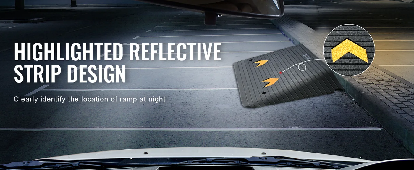 VEVOR Upgraded Rubber Threshold Ramp 4 inch H Night Clear Identfication
