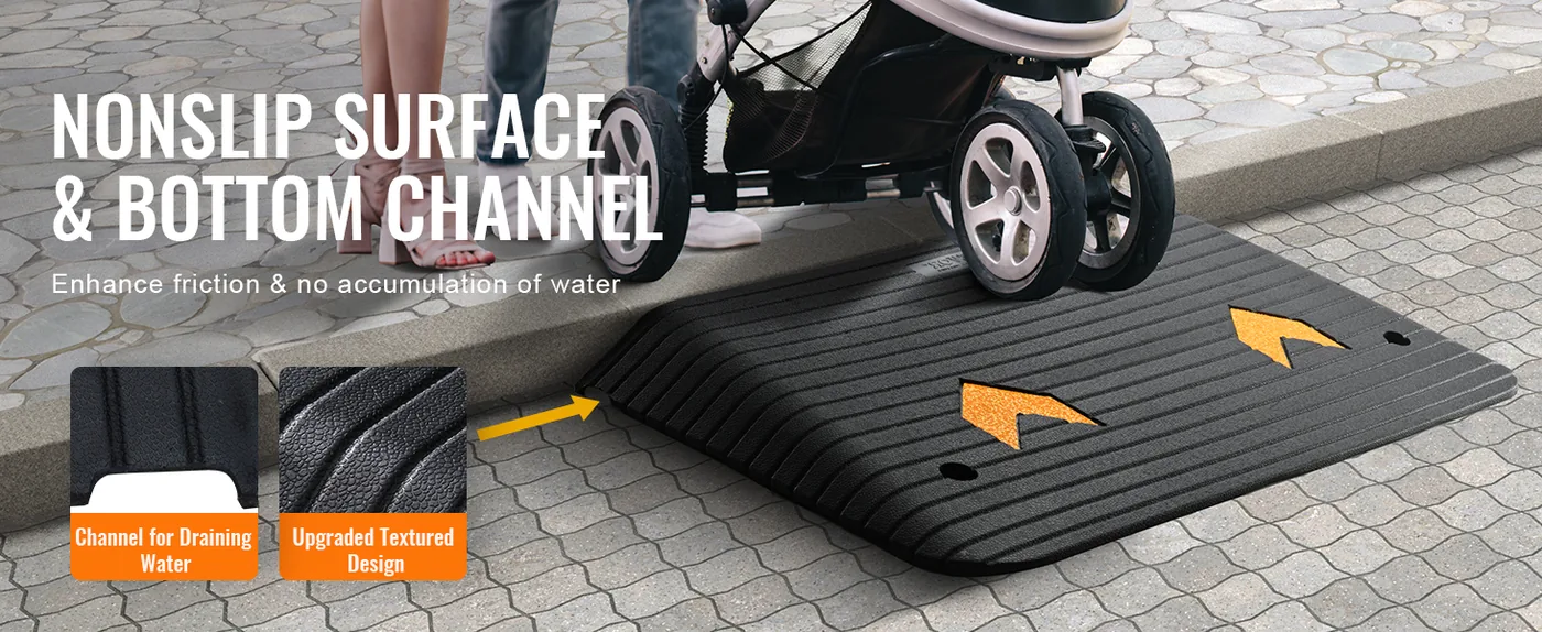 VEVOR Upgraded Rubber Threshold Ramp 3.5 inch H Nonslip & Drain Water