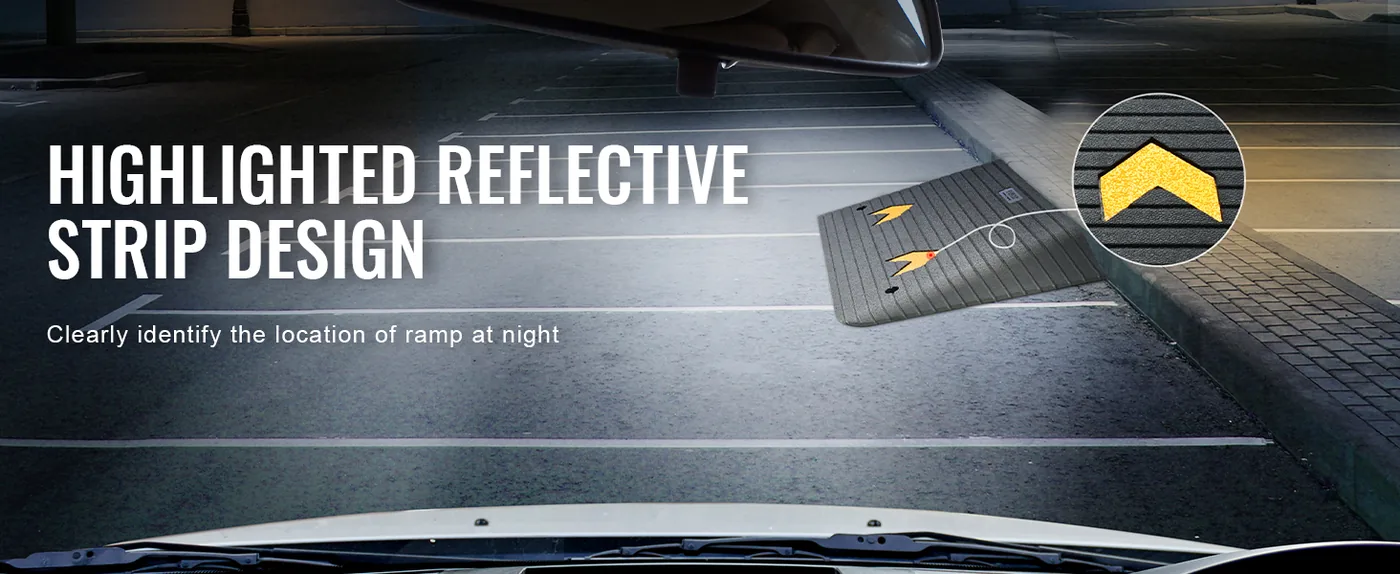 VEVOR Upgraded Rubber Threshold Ramp 3.5 inch H Night Clear Identfication